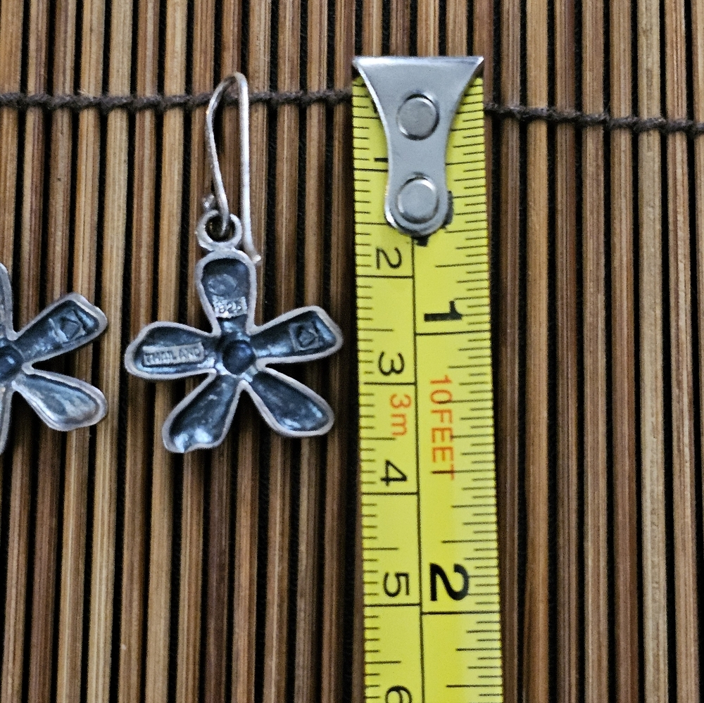925 Silver Flower Dangle Earrings - image 8